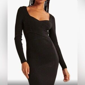 Abercrombie Medium Tall Long-Sleeve Wrap-Front Mini Sweater Dress